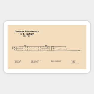 H. L. Hunley submarine. Blueprint plans - BDpng Sticker